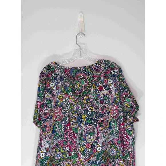 Talbots The Talbots Tee Shirt Paisly Print Colorful Short Sleeve Plus V-Neck 3X - Picture 7 of 12
